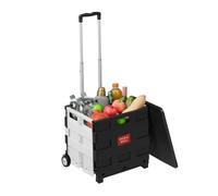 Relaxdays Einkaufstrolley klappbar, mit Teleskopgriff & Deckel, weiß | Transporttrolley, bis 35 kg, HBT: 99 x 45 x 38 cm