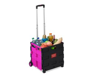 Relaxdays Einkaufstrolley klappbar Pink,Schwarz
