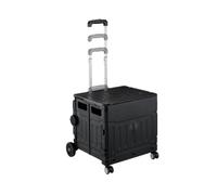 Relaxdays Einkaufstrolley Kunststoff Schwarz Klappbar Höhenverstellbar mit Deckel 91 cm x 47,5 cm x 43 cm 4,2 kg