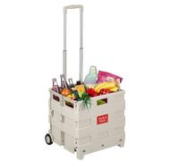 Relaxdays Einkaufstrolley mit Teleskopgriff Beige,Silber
