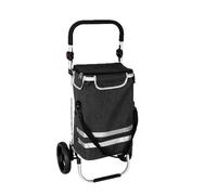 Relaxdays Einkaufstrolley Polyester Aluminium Schwarz Klappbar Mit Kühltasche 45, 104 cm x 49 cm x 38 cm 2,7 kg