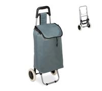 relaxdays Einkaufstrolley Aluminium grau