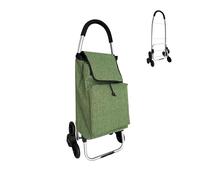 Relaxdays Einkaufstrolley Treppensteiger, Kühlfach, abnehmbare Tasche, 45 l, bis 35 kg, Einkaufswagen klappbar, grün