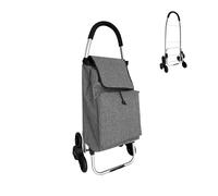 Relaxdays Einkaufstrolley Treppensteiger, Kühlfach, abnehmbare Tasche, 45 l, bis 35 kg, Einkaufswagen klappbar, grau