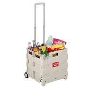 Relaxdays Einkaufstrolley mit Teleskopgriff Beige,Silber