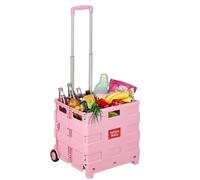Relaxdays Einkaufstrolley mit Teleskopgriff Rosa,Silber