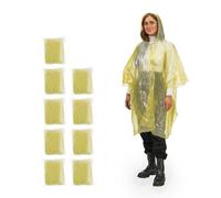 Relaxdays Einweg Regenponcho 10er Set Gelb