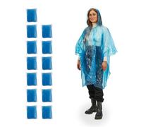 Relaxdays Einweg Regenponcho 13er Set Blau