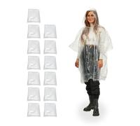 Relaxdays Einweg Regenponcho 13er Set Transparent