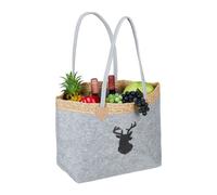 Relaxdays Filztasche mit Hirschmotiv Anthrazit,Grau,Hellbraun