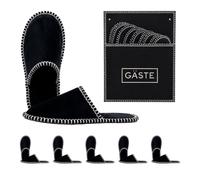 Relaxdays Gästehausschuhe 6 Paar, Hausschuhe Gäste mit Tasche, schwarz