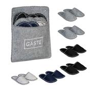 Relaxdays Gästehausschuhe 6 Paar, Hausschuhe Set mit Tasche, Größen 36-45, Filzpantoffeln, Antirutsch-Sohle, mehrfarbig - one size mehrfarbig 10050571_0