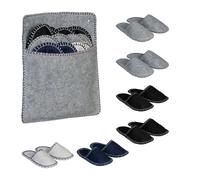 Relaxdays Gästehausschuhe 6 Paar, Hausschuhe Set mit Tasche, Größen 36-45, Filzpantoffeln, Antirutsch-Sohle, mehrfarbig - one size mehrfarbig 10050566_0