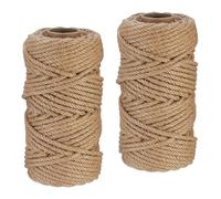 Relaxdays Juteschnur 6 mm, 2 Rollen Jutegarn je 50 m, biologisch abbaubar, Basteln, Garten, Verpackung, Kordel, Natur