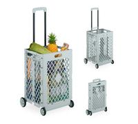 Relaxdays Klappbarer Einkaufstrolley Grau,Schwarz