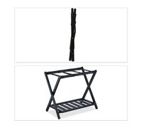 Relaxdays Kofferständer, klappbar, Bambus, HxBxT: 59 x 68 x 40 cm, Gepäckständer mit Ablage, Kofferablage Hotel, schwarz - schwarz Bambus 10044151_0