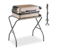 Relaxdays Kofferständer, klappbar, Gepäckständer aus Metall, HxBxT: 55 x 67 x 43 cm, Kofferablage, Hotel, Stahl, grau