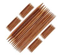 Relaxdays Nadelspiel Set 2er Set, 75 Stricknadeln für Socken, natur | Doppelspitze, Bambus, Nadelstärke 2 bis 10 mm