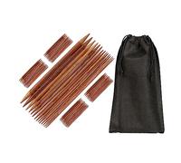 Relaxdays Nadelspielset aus Bambus, 75 doppelspitzige Stricknadeln, 15 Nadelstärken: 2 mm bis 10 mm, mit Tasche, Natur