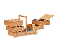 relaxdays Nähkästchen Bambus XXL viele Fächer