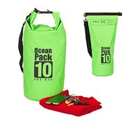 Relaxdays Ocean Pack 10 L, wasserdichter Dry Bag, ultraleichter Trockensack f. Kajak, Segeln, Rafting, Skifahren, grün