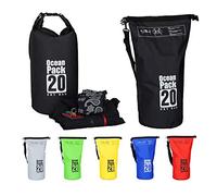 Relaxdays Ocean Pack, 20L, wasserdicht, Packsack, leichter Dry Bag, Trockentasche, Segeln, Ski, Snowboarden, schwarz