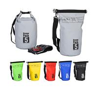 Relaxdays Ocean Pack, 5L, wasserdicht, Packsack, leichter Dry Bag, Trockentasche, Segeln, Ski, Snowboarden, dunkelgrau, 38 cm