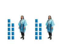 Relaxdays Regenponcho Einweg, 10er Set, Einmal Regencape mit Kapuze, für Erwachsene, Notfallponcho Damen & Herren, blau Einheitsgröße (Packung mit 2)