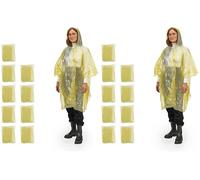 Relaxdays Regenponcho Einweg, 10er Set, Einmal Regencape mit Kapuze, für Erwachsene, Notfallponcho Damen & Herren, gelb (Packung mit 2)