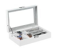 Relaxdays Schmuckaufbewahrung, Weiß, Holzwerkstoff, Kunststoff, Textil, 33x9x20.5 cm, Ordnen & Aufbewahren, Schmuckaufbewahrung