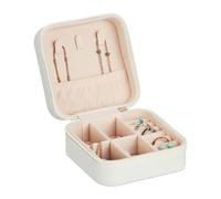 Relaxdays Schmuckkästchen für Reisen Weiß,Creme,Silber