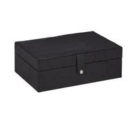 Relaxdays Schmuckkästchen, Lederoptik, Samt, Schmuckkasten für Damen & Herren, HBT: 10 x 29 x 20 cm, Schmuckbox, schwarz