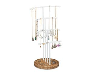 Relaxdays Schmuckständer aus Metall & Holz Weiß,Braun