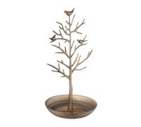 Relaxdays Schmuckständer Baum Zink Gold mit Ablage 30 cm x 16 cm x 15 cm 340 g