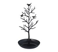 Relaxdays Schmuckständer Baum Zink Schwarz mit Ablage 30 cm x 16 cm x 15 cm 340 g