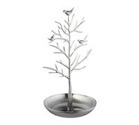 Relaxdays Schmuckständer Baum Zink Silber mit Ablage 30 cm x 16 cm x 15 cm 340 g