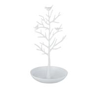 Relaxdays Schmuckständer Baum Zink Weiß mit Ablage 30 cm x 16 cm x 15 cm 340 g