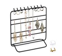 Relaxdays Schmuckständer Ketten, Ohrringe, Armbänder, Schmuckaufbewahrung, Organizer Schmuck, HBT 21x20x10 cm, schwarz, 1 Stück