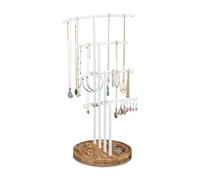 Relaxdays Schmuckständer aus Metall & Holz Braun,Weiß