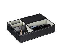 Relaxdays Schmucktablett, 5 Fächer, moderne Schmuckaufbewahrung, HBT: 5x25,5x18,5 cm, Schmuck Schubladeneinsatz, schwarz
