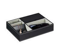 Relaxdays Schmucktablett in Lederoptik Grau,Schwarz