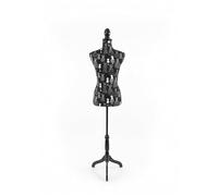Relaxdays Schneiderpuppe, weiblich, Größe 36/38, höhenverstellbar 130-167 cm, Holzständer, Kleiderpuppe, schwarz/Creme