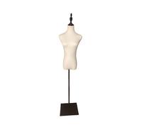 Relaxdays Schneiderpuppe, weiblich, Größe 36/38, höhenverstellbar 140-175 cm, Metall Standfuß, Nähpuppe, weiß/schwarz