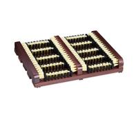 Relaxdays Schuhabstreifer, rutschfester Boden, kräftige PP-Borsten, außen & innen, Holz, Schuhabtreter, dunkelbraun