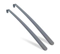 Relaxdays Schuhlöffel 2er Set, 58 cm lang, Schuhanzieher Metall, stabil, Aufhänger, Schuhanziehhilfe für Schuhe, grau, Eisen