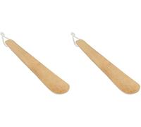 Relaxdays Schuhlöffel Bambus, stabil und robust, zum Aufhängen, kurzer Schuhanzieher, für Alltag und Reise, 24 cm, Natur (Packung mit 2)