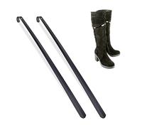 Relaxdays Schuhlöffel lang, 2er Set, 70 cm, Schuhanzieher Metall, stabil, zum Aufhängen, Anziehhilfe für Schuhe, schwarz