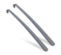 Relaxdays Schuhlöffel 2er Set, 58 cm lang, Schuhanzieher Metall, stabil, Aufhänger, Schuhanziehhilfe für Schuhe, grau, Eisen