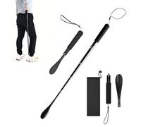 Relaxdays Schuhlöffel Teleskop, 39-91 cm lang, Metall, Schaumstoffgriff, mit Tasche, Schuhanzieher ausziehbar, schwarz