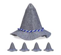 Relaxdays Seppelhut 5er Set Polyester Grau Blau Weiß Leicht 26 cm x 39 cm 130 g